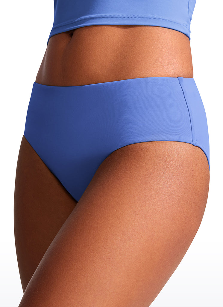 CRZ YOGA Women's Swimwear Bottoms Sunshine Bikini Bottoms Mid Rise Waves Blue