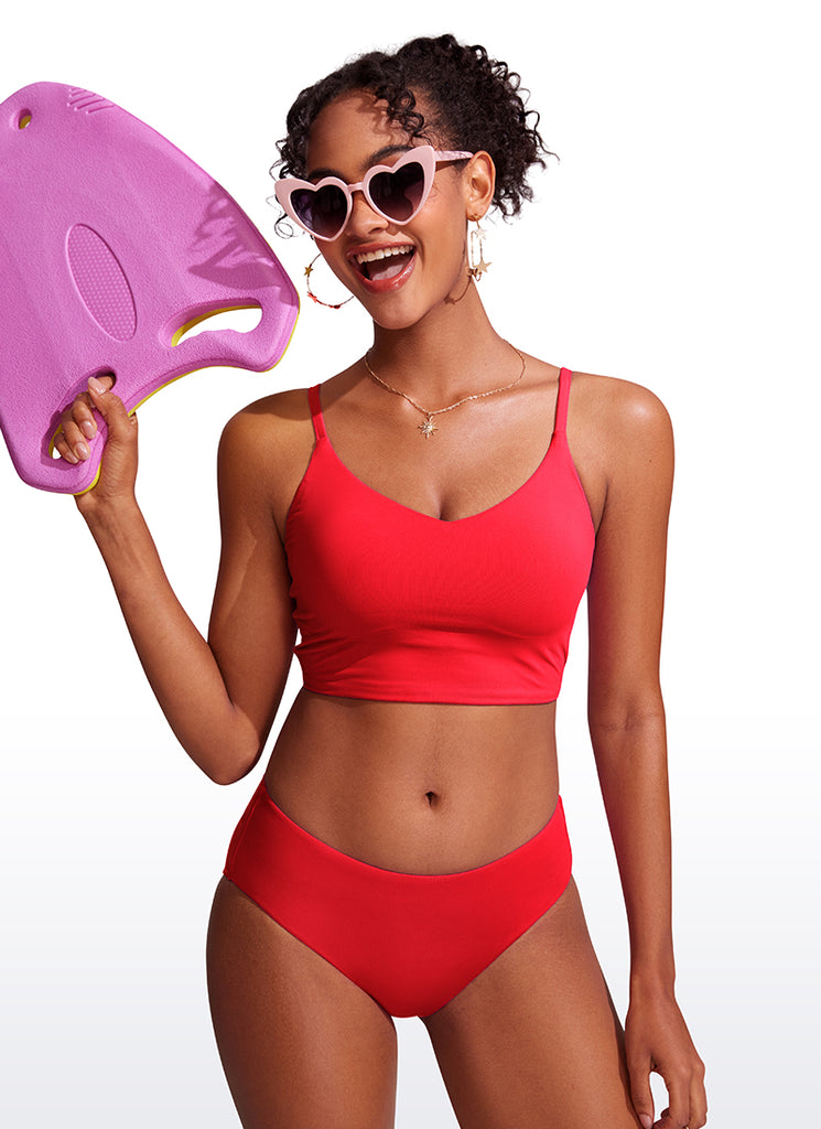 CRZ YOGA Women's Swimwear Bottoms Sunshine Bikini Bottoms Mid Rise Jungle Camouflage Gray