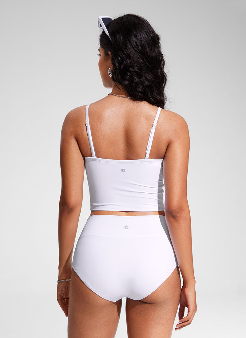 CRZ YOGA Womens Bandeau Bikini Tops Strapless Swimsuit White