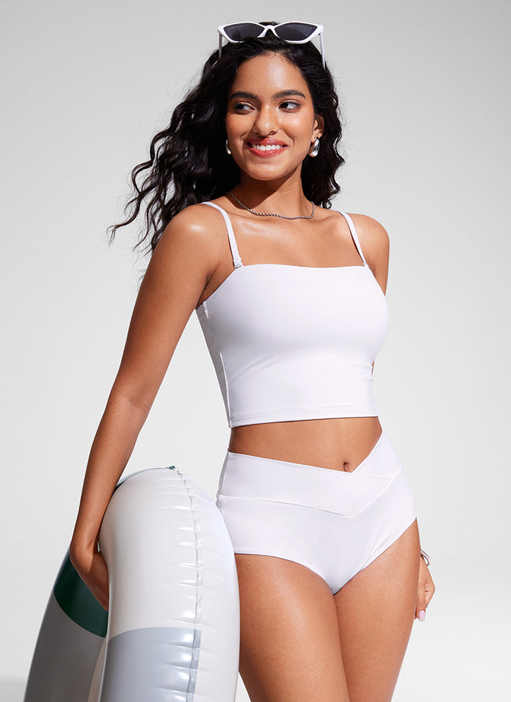 CRZ YOGA Womens Bandeau Bikini Tops Strapless Swimsuit Black