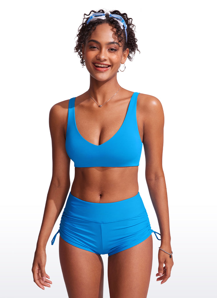 CRZ YOGA V Neck Bikini Padded Tops Swimsuit Fuchsia