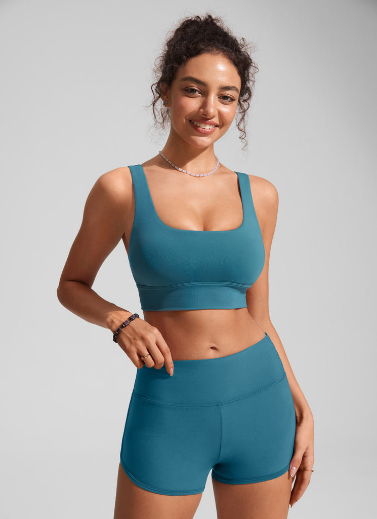 CRZ YOGA Women's Swimwear Tops Supportive Modest Swimsuit Bikini High Visibility Yellow