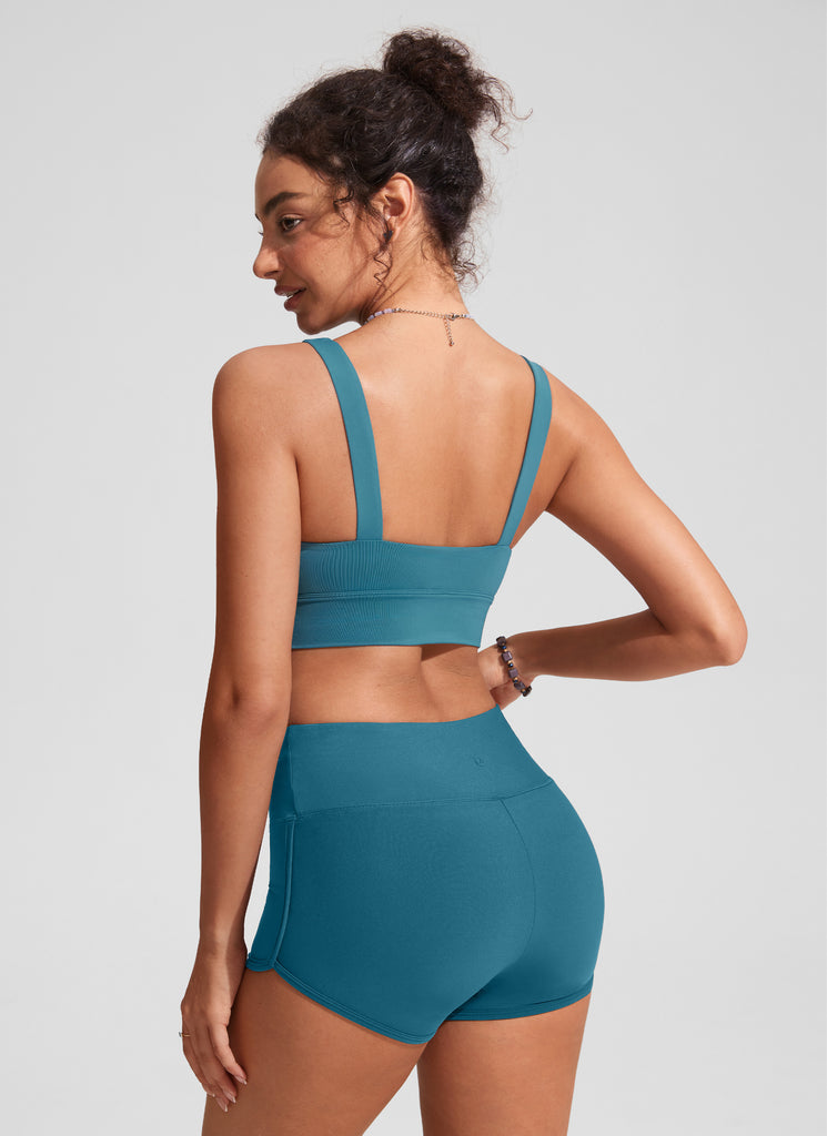 CRZ YOGA Women's Swimwear Tops Supportive Modest Swimsuit Bikini High Visibility Yellow