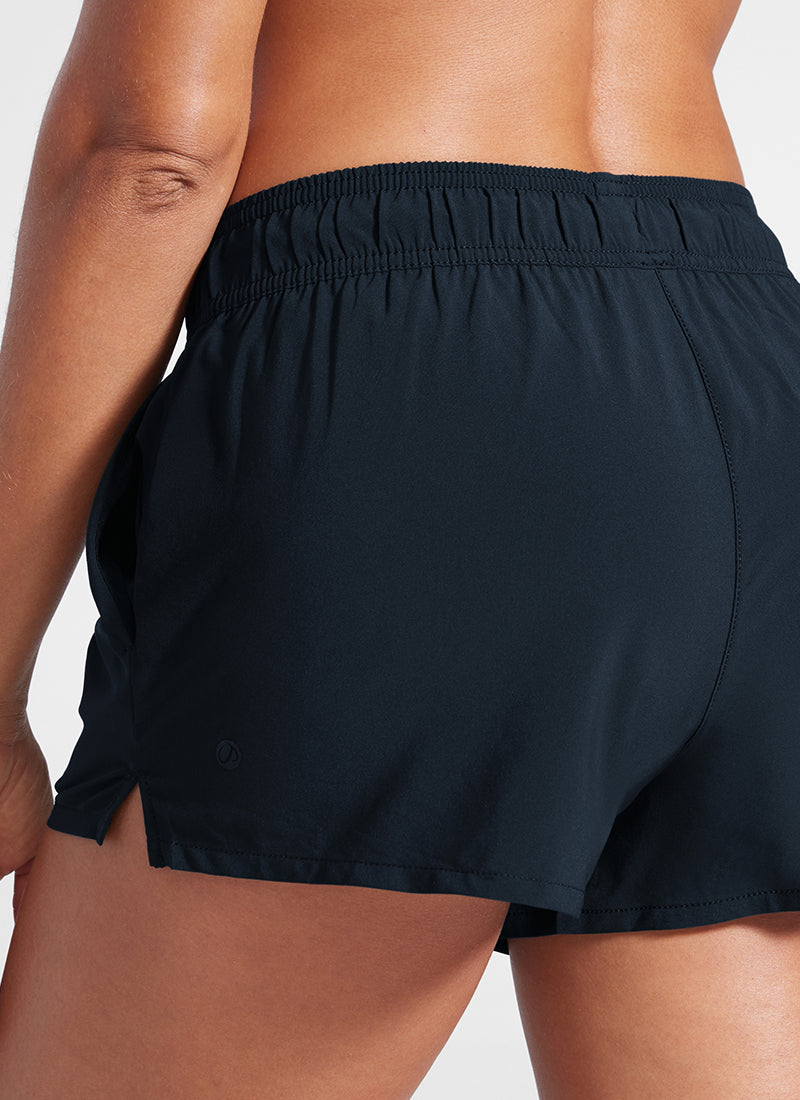 CRZ YOGA Women Mid Waisted Swim Shorts Side Splits Liner Pockets 3