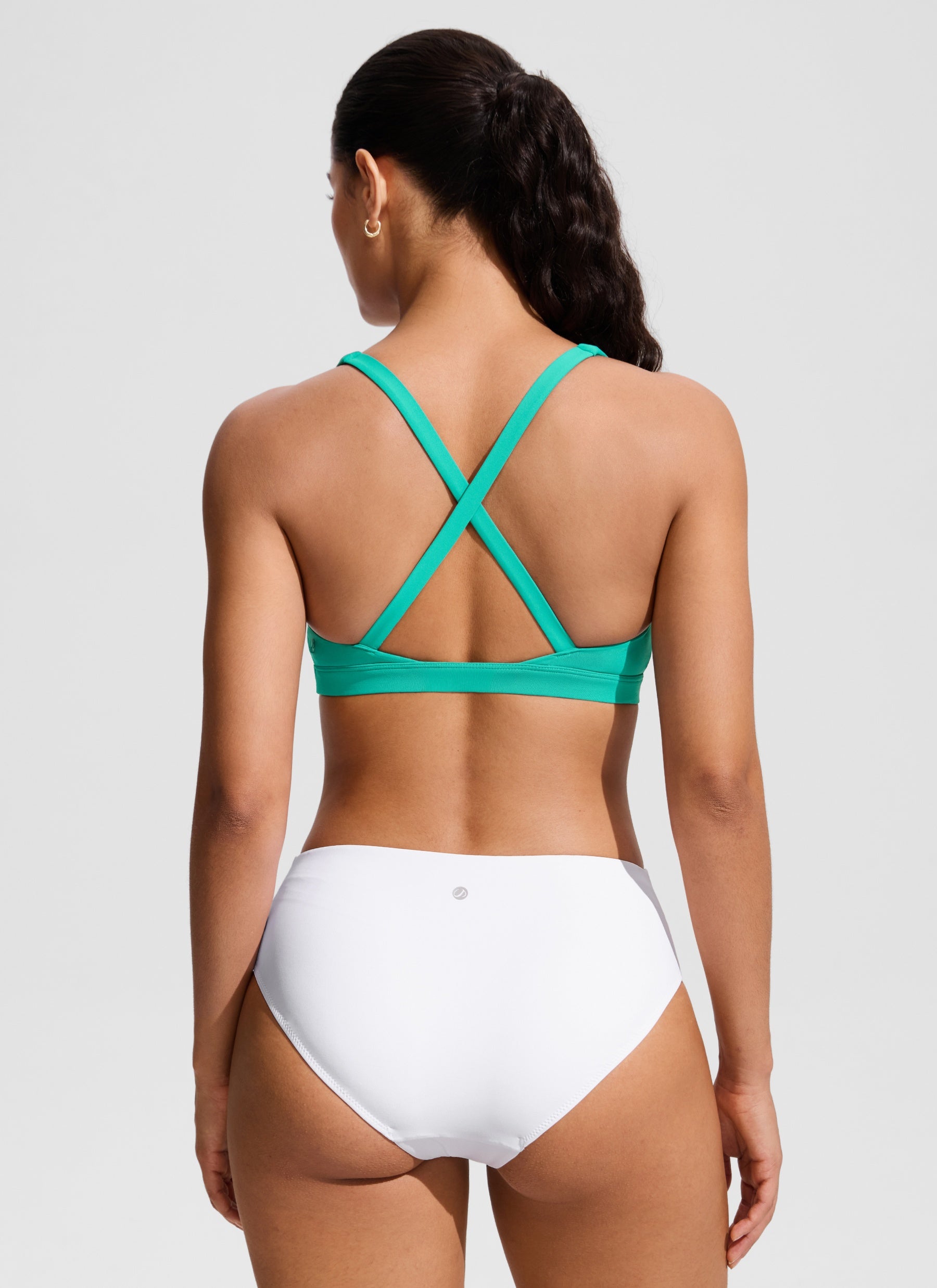 CRZ YOGA Women's Swimwear Twist Front Cut Out Cross Back Bikini Tops Blarney Green