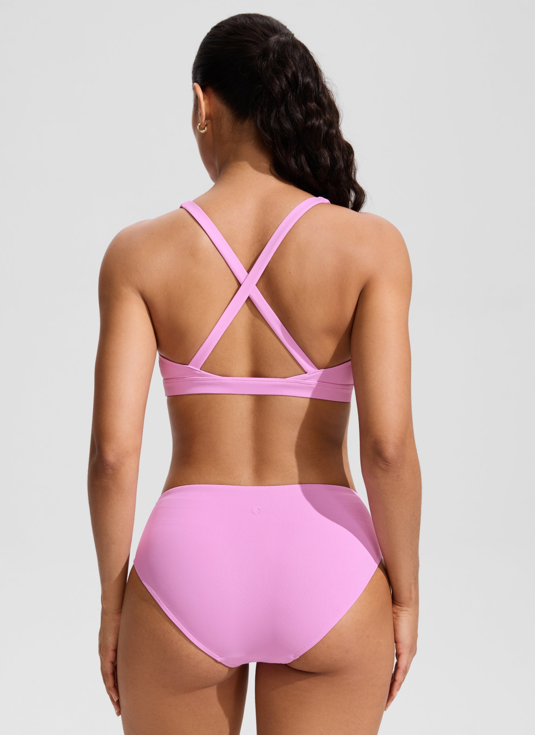 CRZ YOGA Women's Swimwear Twist Front Cut Out Cross Back Bikini Tops Vita Pink