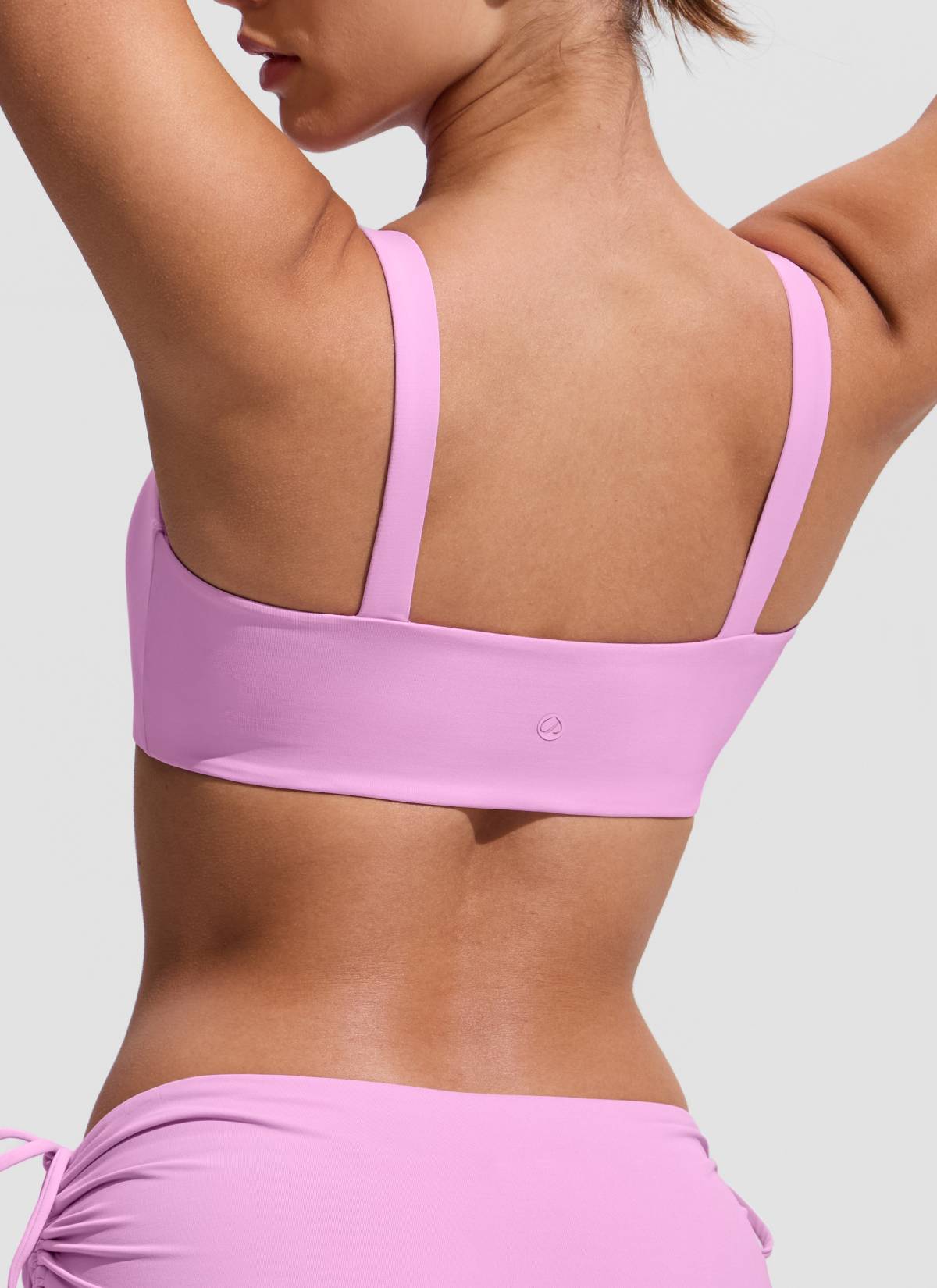 CRZ YOGA Women's Swimwear Square Neck Wide Flat Straps Bikini Tops Vita Pink @model_info:Maria