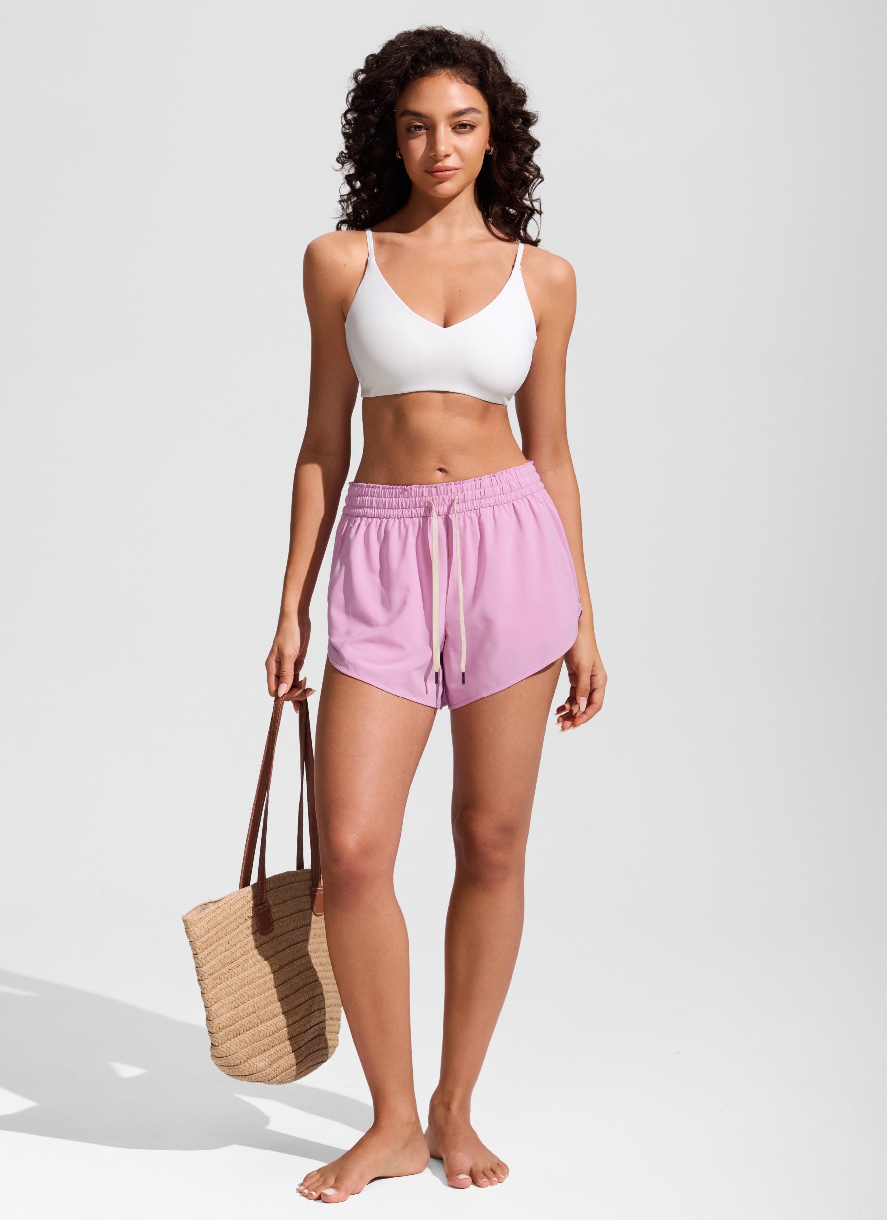 CRZ YOGA Women's Nexfeel Double Lined V Neck Non Padded Bikini Tops White