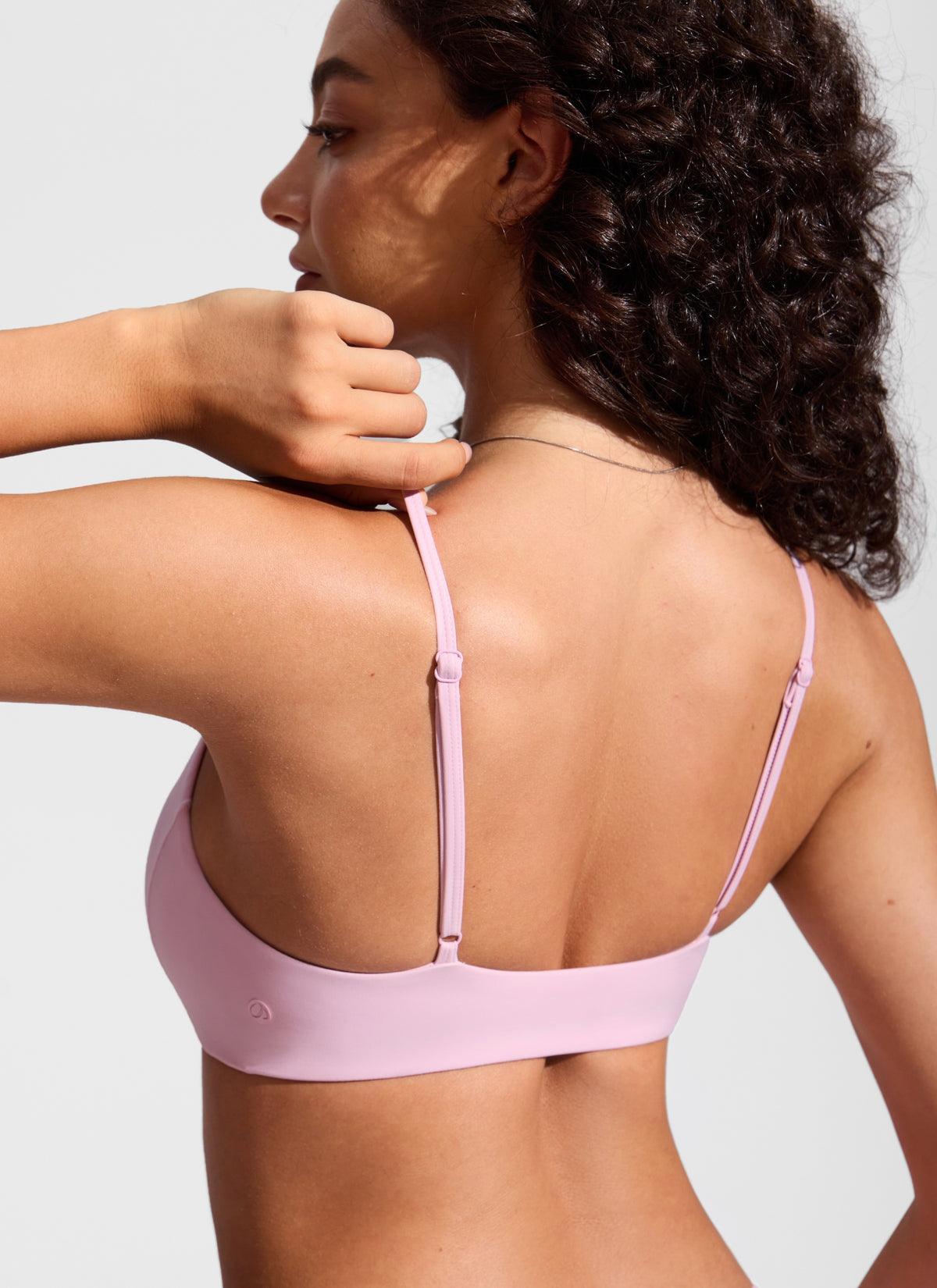 CRZ YOGA Women's Nexfeel Double Lined V Neck Non Padded Bikini Tops Pink Peony @model_info:A