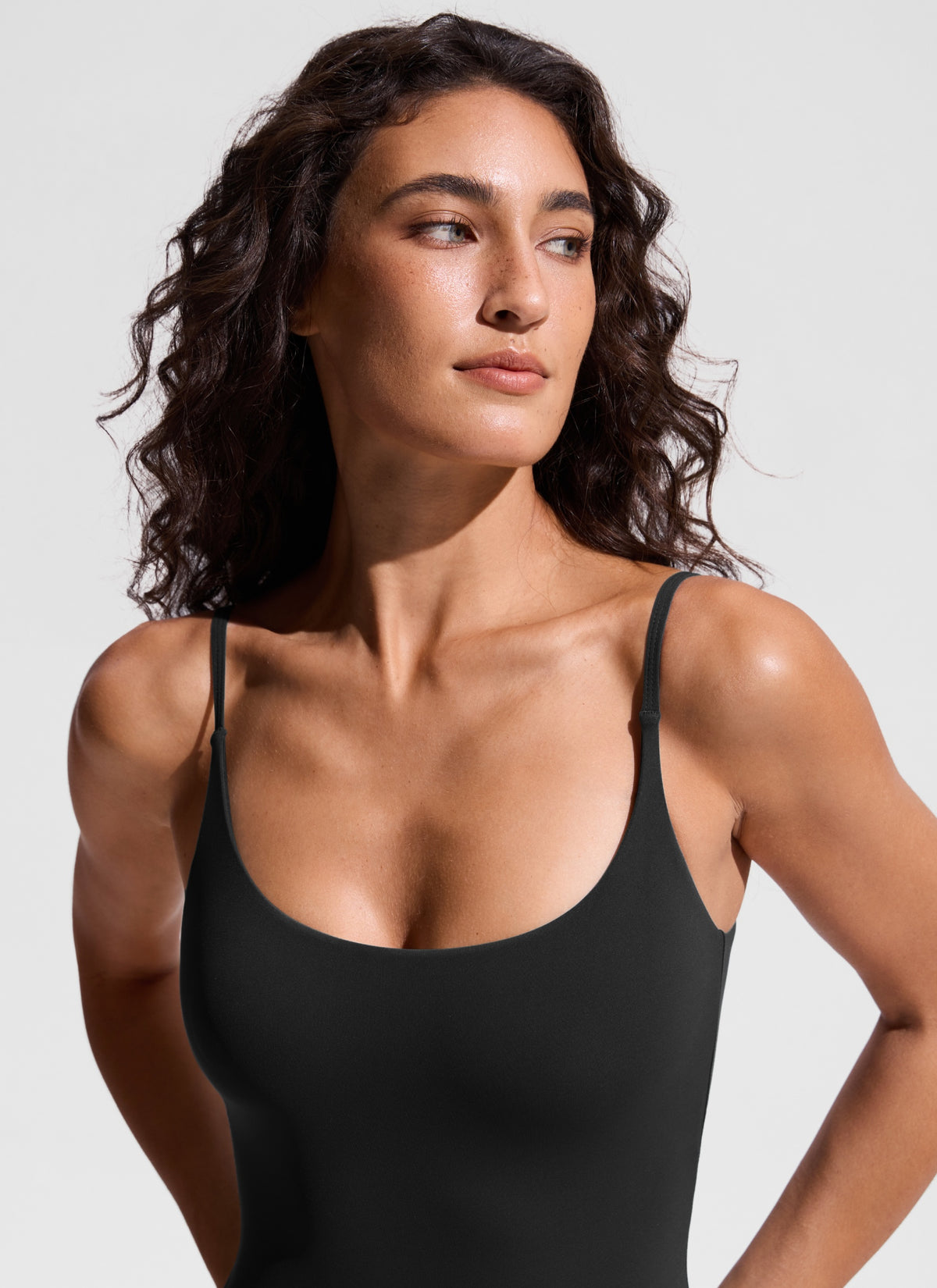 CRZ YOGA Women's Swimwear Nexfeel Scoop Neck U Back One Piece Swimsuit Black @model_info:V