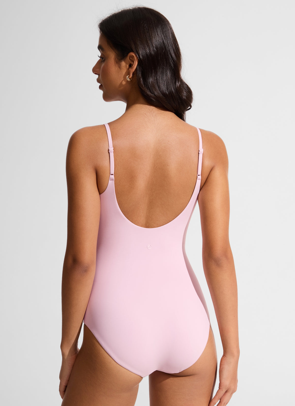 CRZ YOGA Women's Swimwear Nexfeel Scoop Neck U Back One Piece Swimsuit Pink Peony @model_info:L