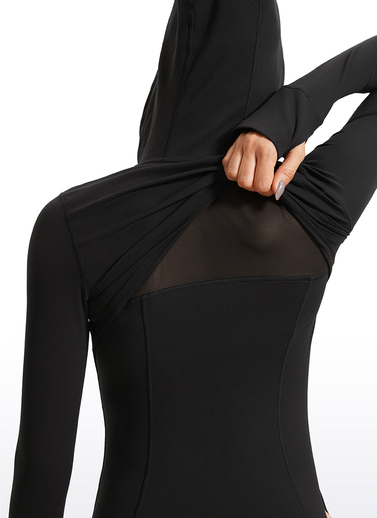 CRZ YOGA Women's Butterluxe Slim Fit Pocket Outerwear Full Zip Hoodies Black