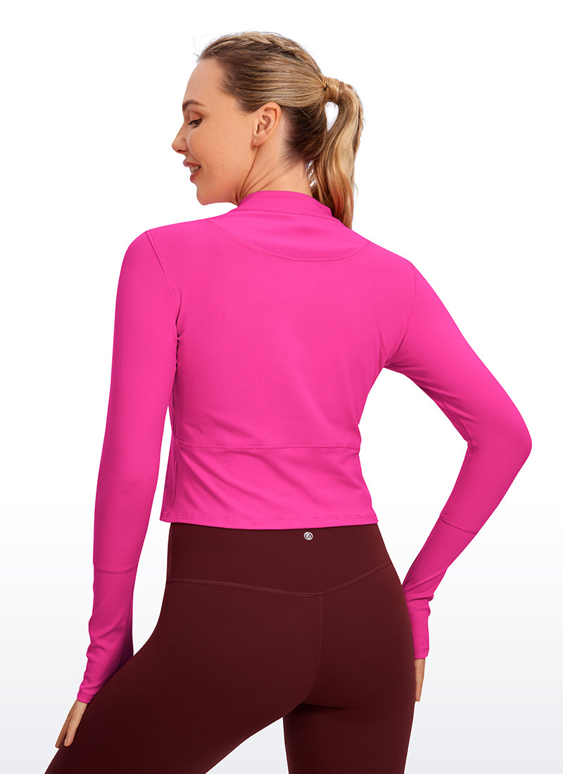 CRZ YOGA Women's Run Slim Fit Brushed Half-Zip Long Sleeve