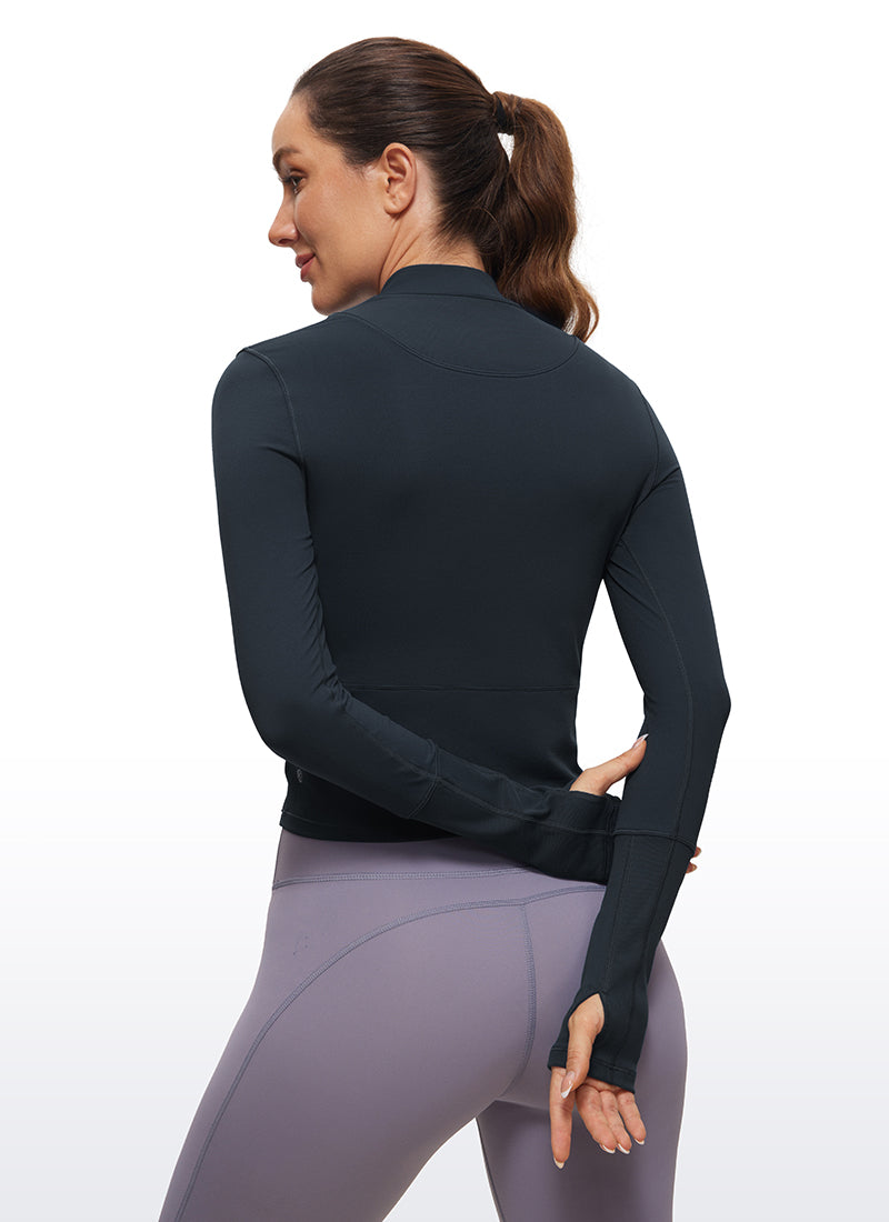 Brushed Half Zip Cropped Long Sleeve