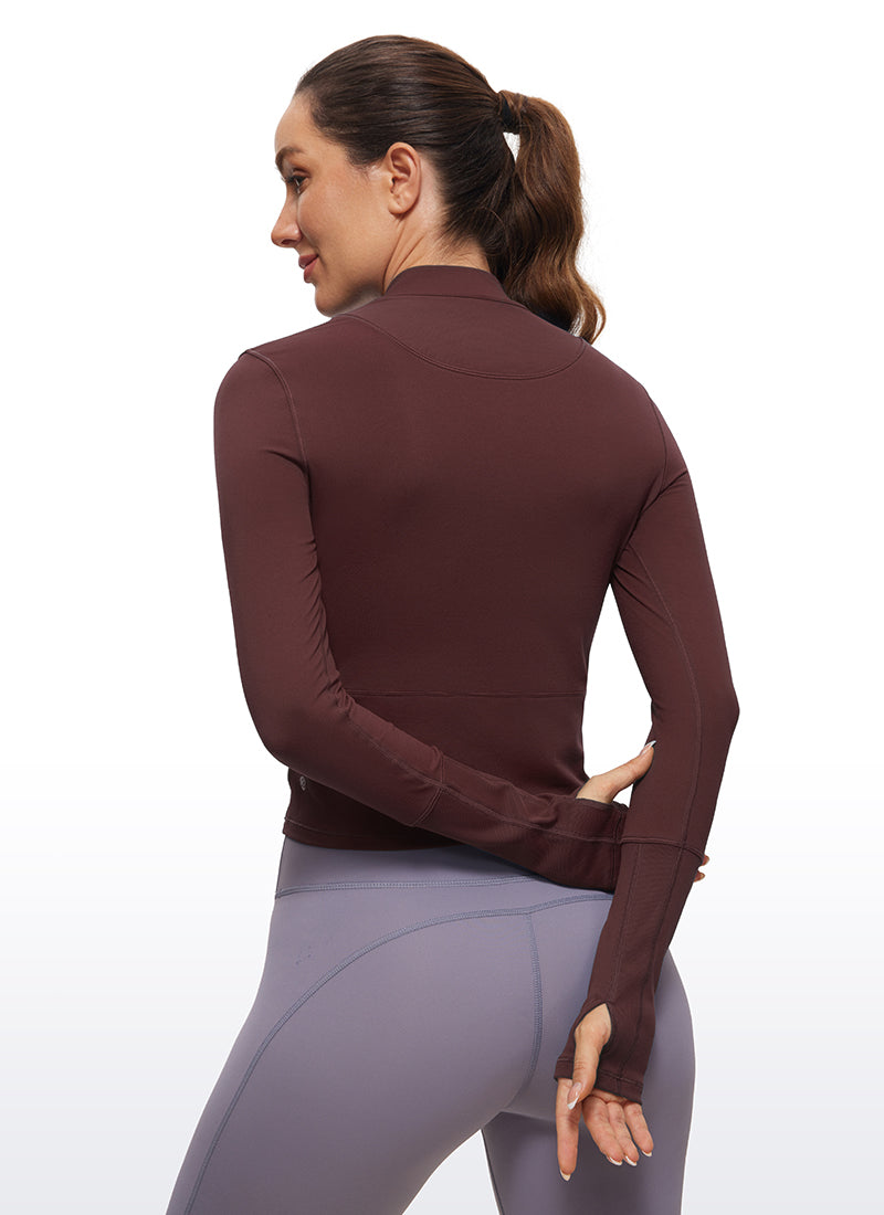 Brushed Half Zip Cropped Long Sleeve