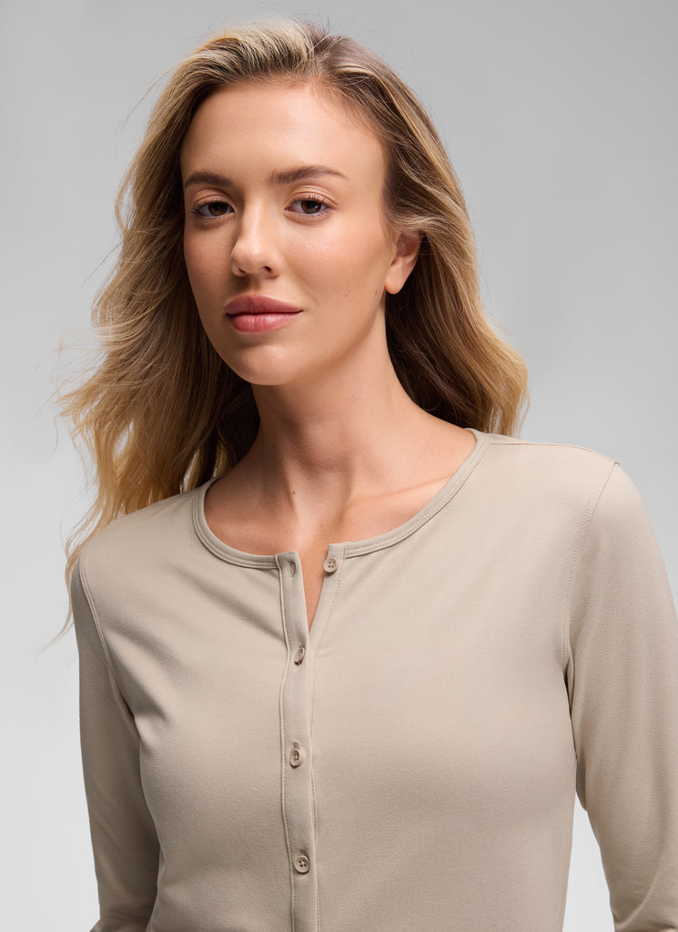 CRZ YOGA Women's Cloud Jersey Casual Button Down Waist Length Cardigan Grey Sage