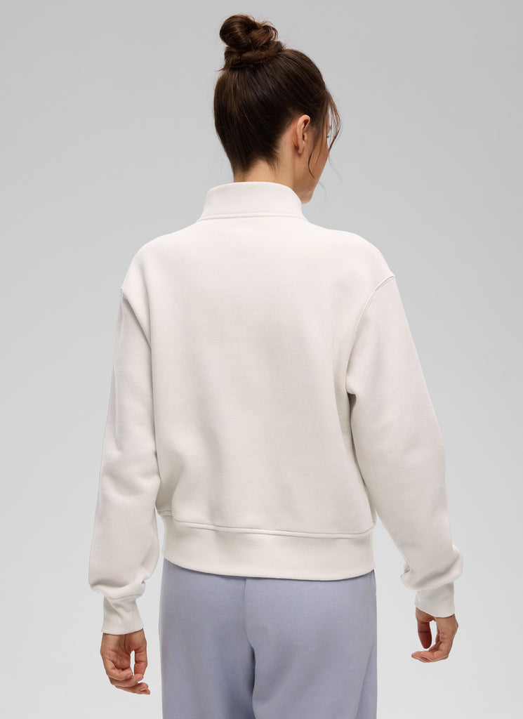 CRZ YOGA Women's Casual Half-Zip Waist Length Classic Fit Sweatshirt Black