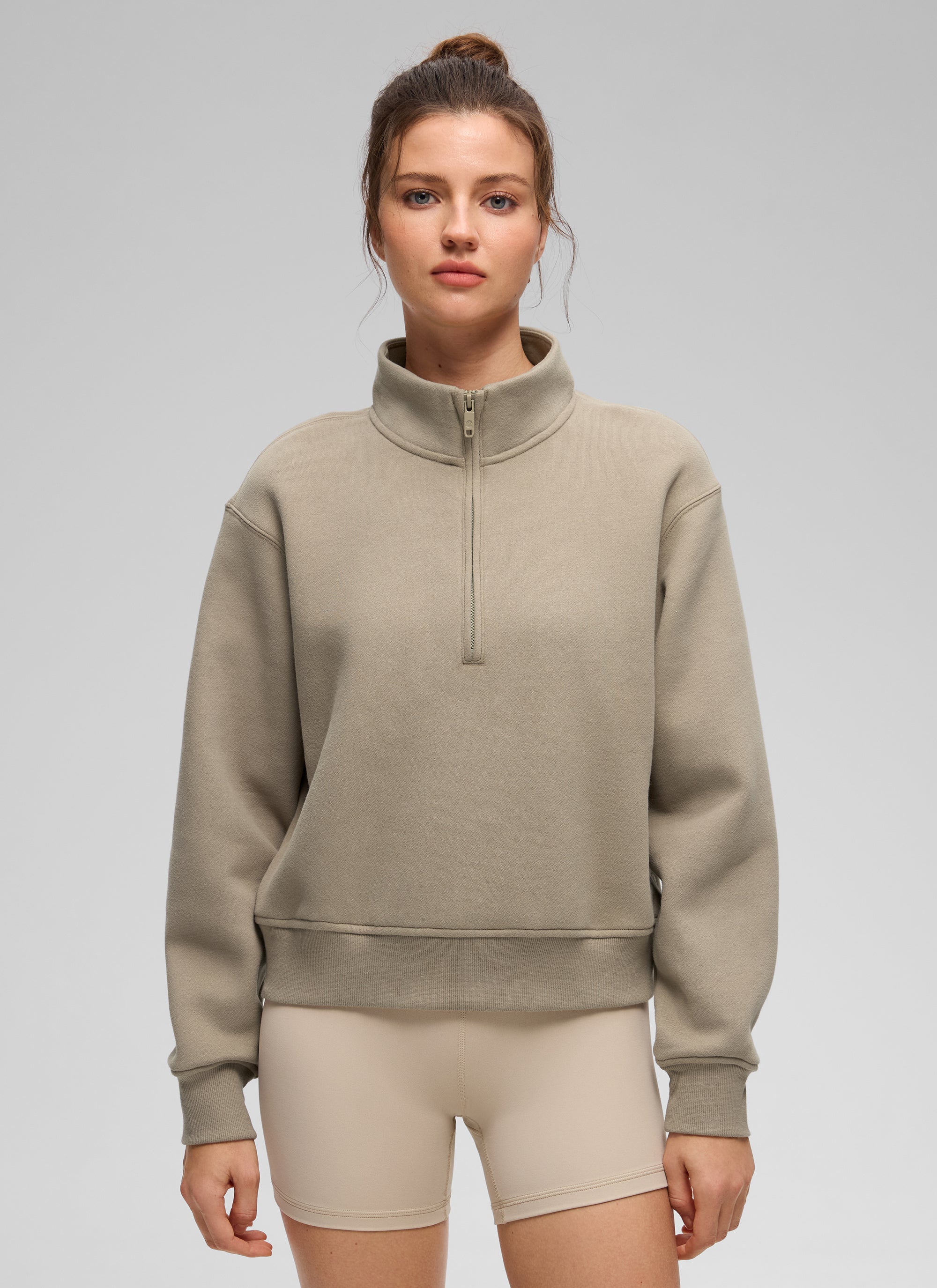 CRZ YOGA Women's Casual Half-Zip Waist Length Classic Fit