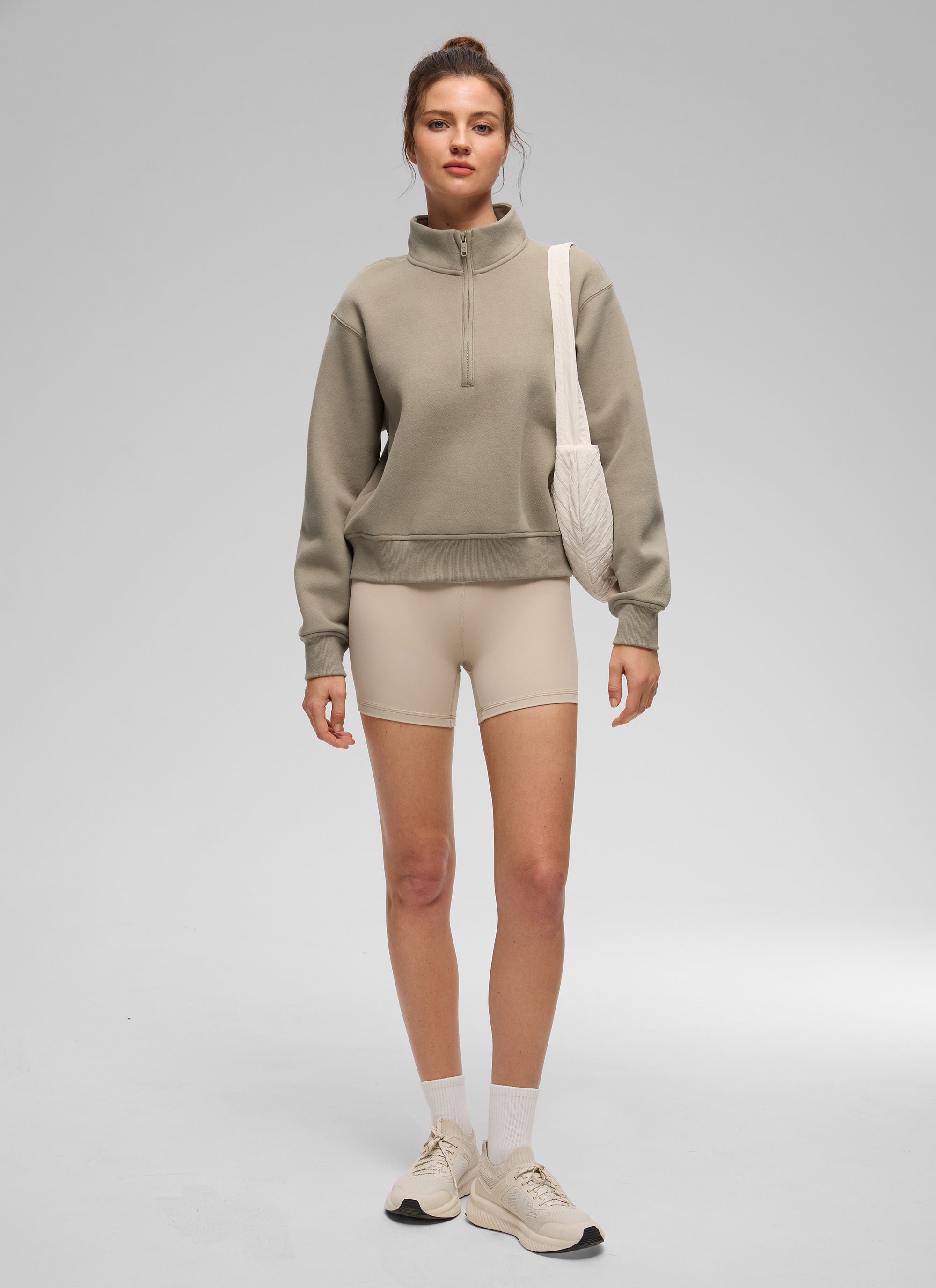 CRZ YOGA Women's Casual Half-Zip Waist Length Classic Fit