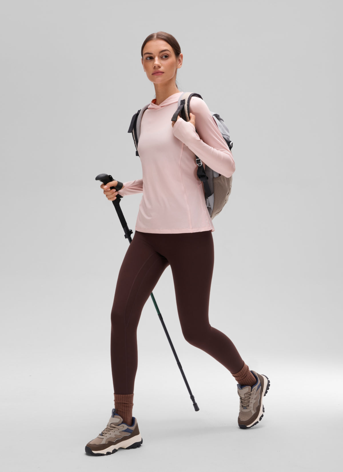 CRZ YOGA Women's UPF 50+ Long Sleeve Sun Hoodie Strawberry Pink @model_info:G