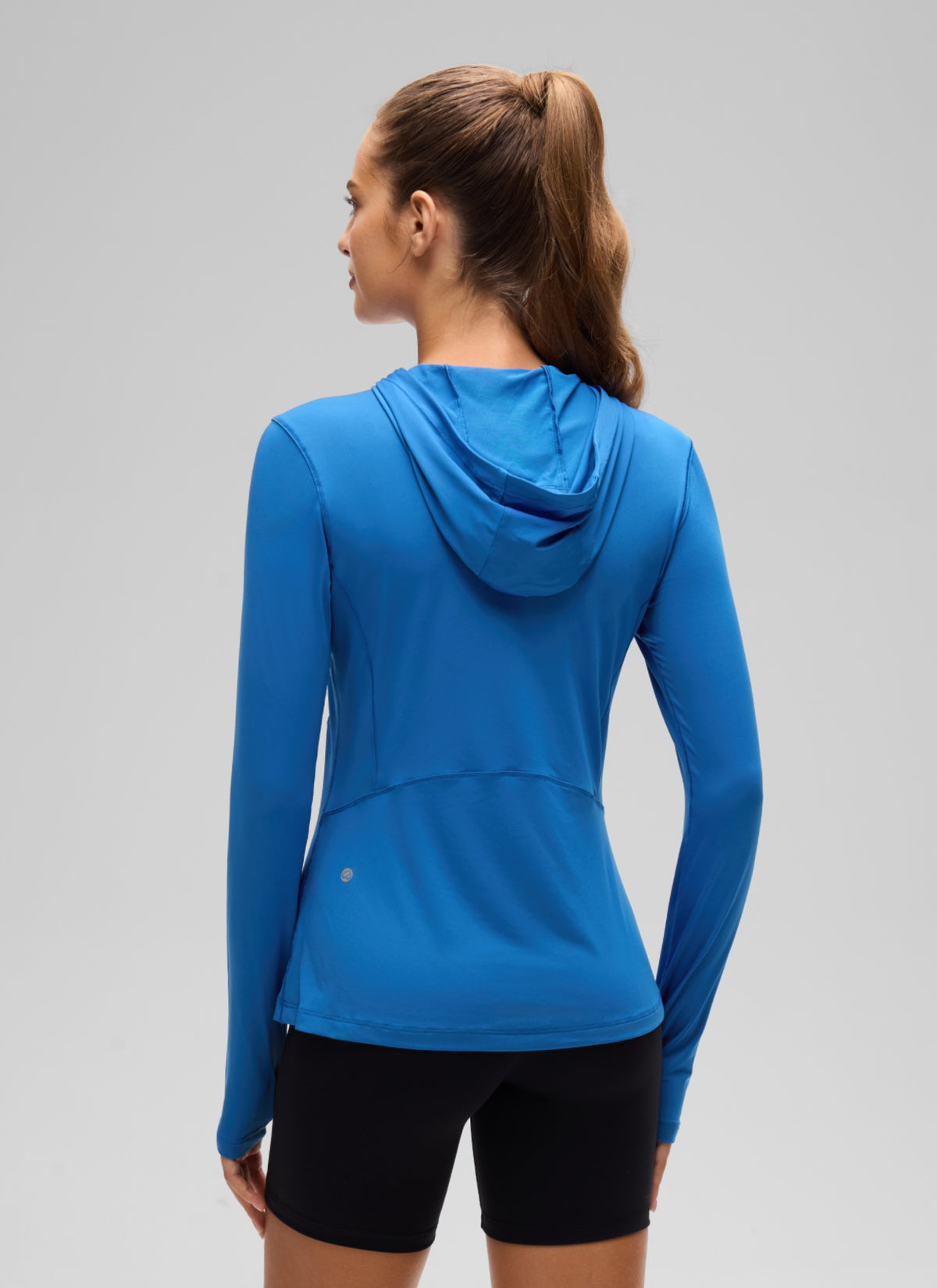 CRZ YOGA Women's UPF 50+ Long Sleeve Sun Hoodie Sparkle Blue @model_info:T