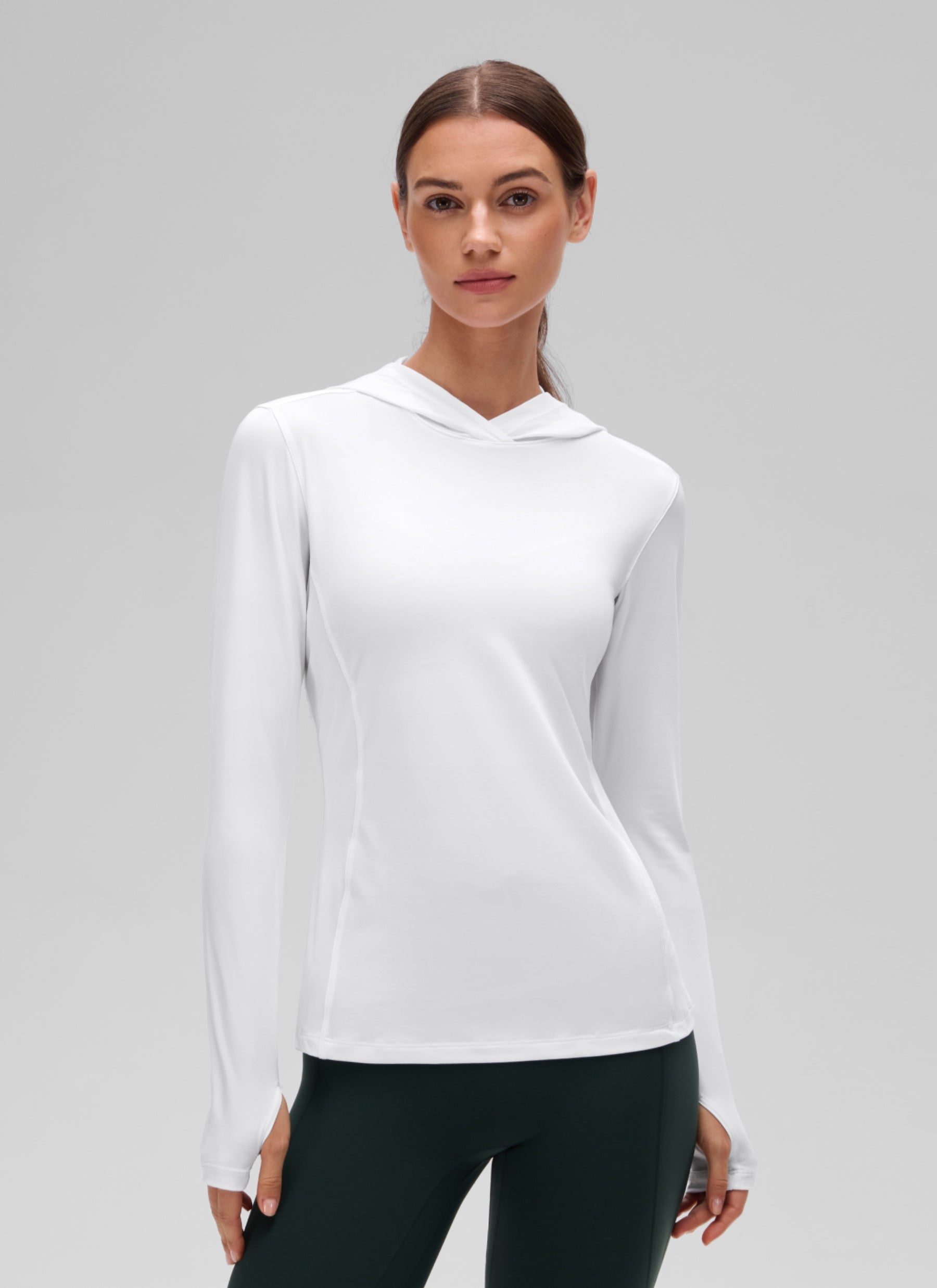 CRZ YOGA Women's UPF 50+ Long Sleeve Sun Hoodie White