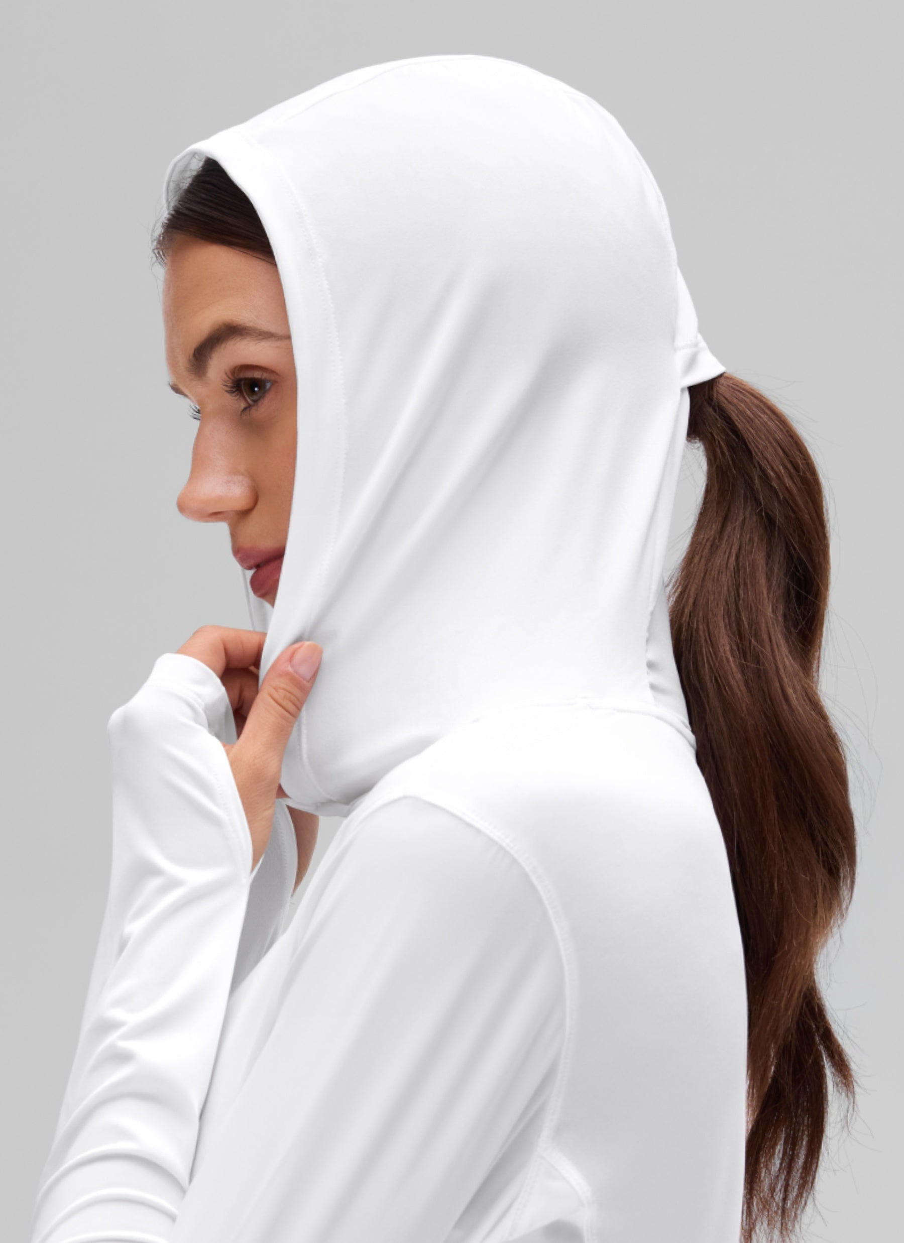 CRZ YOGA Women's UPF 50+ Long Sleeve Sun Hoodie White