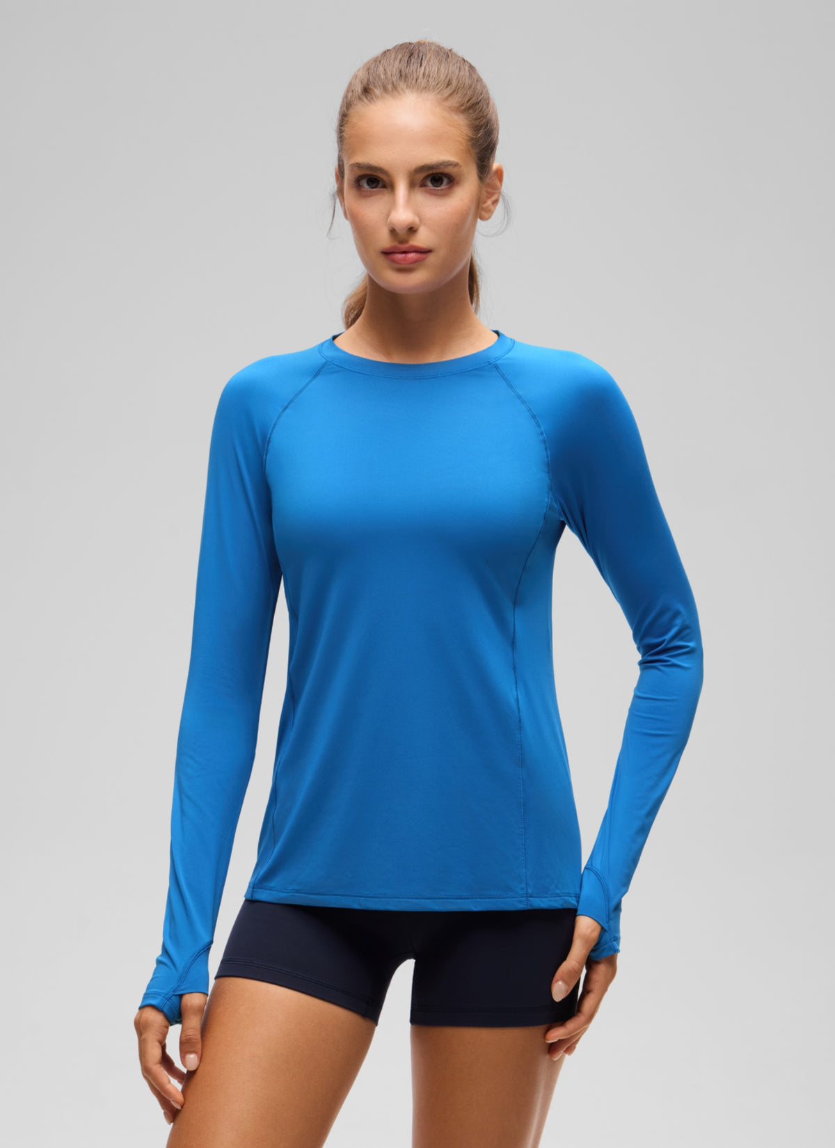 CRZ YOGA Women's Lightweight Sun Shirt Long Sleeve Tops UPF 50+ Sparkle Blue @model_info:T