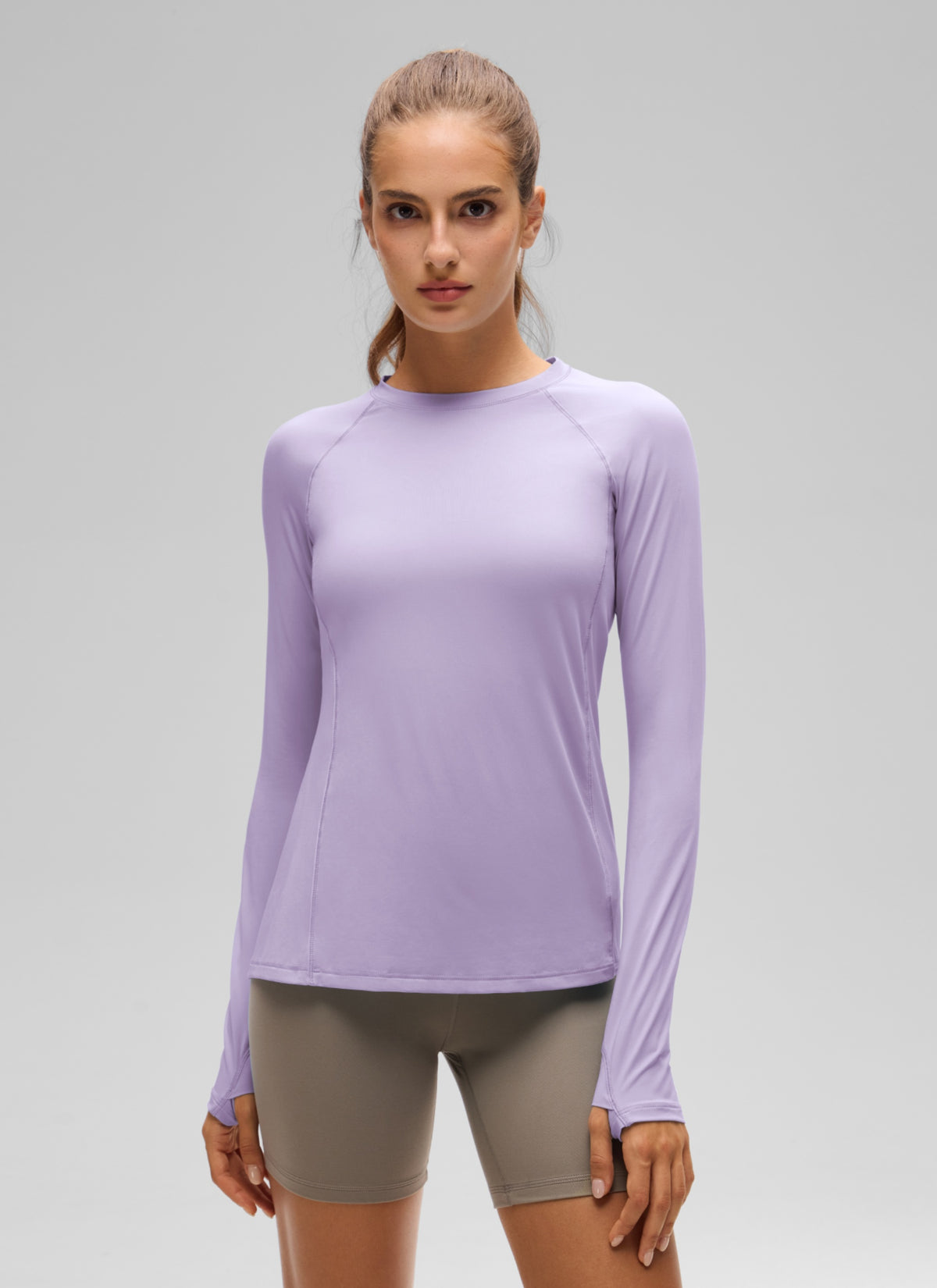 CRZ YOGA Women's Lightweight Sun Shirt Long Sleeve Tops UPF 50+ Elfin Purple @model_info:T