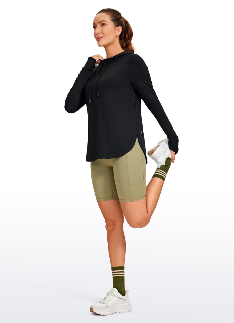 CRZ YOGA Women's Yoga Slim Fit Brushed Feeling Hoodie with Thumbhole Black