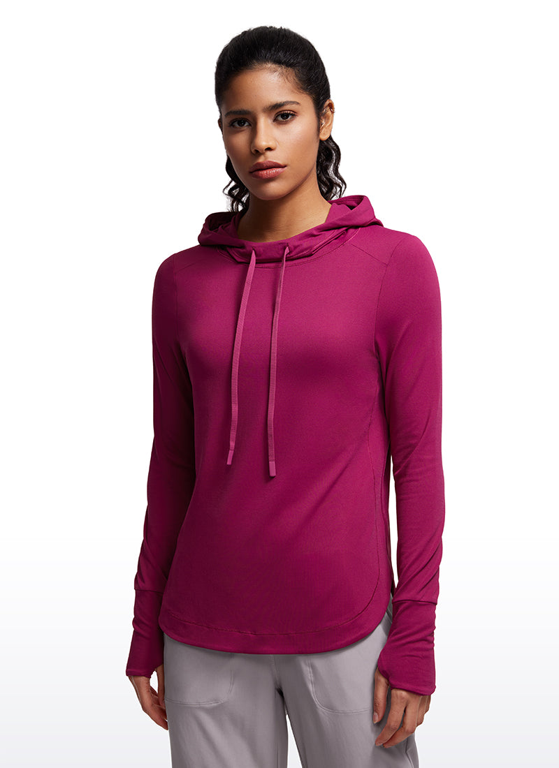 Brushed Feeling Long Sleeves Hoodie with Thumbhole