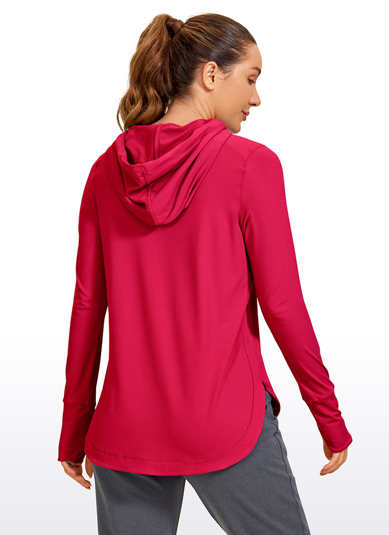 Brushed Feeling Long Sleeves Hoodie with Thumbhole