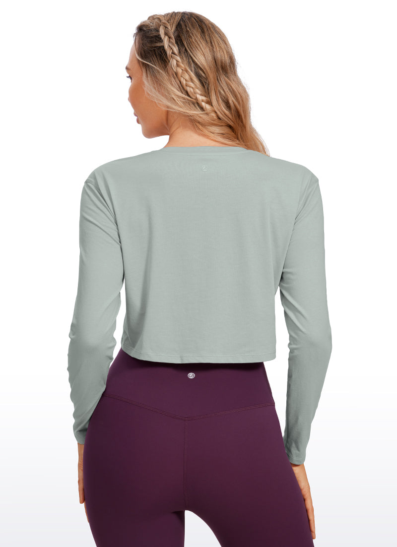 Pima Cotton Workout Cropped Long Sleeve