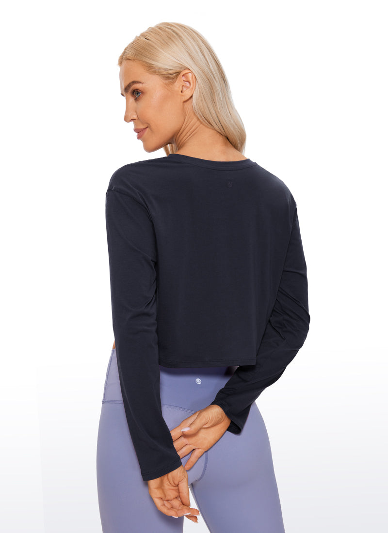 Pima Cotton Workout Cropped Long Sleeve