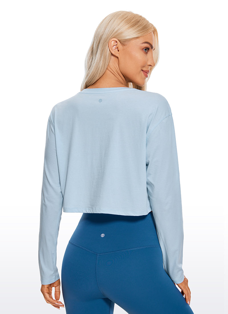 Pima Cotton Workout Cropped Long Sleeve