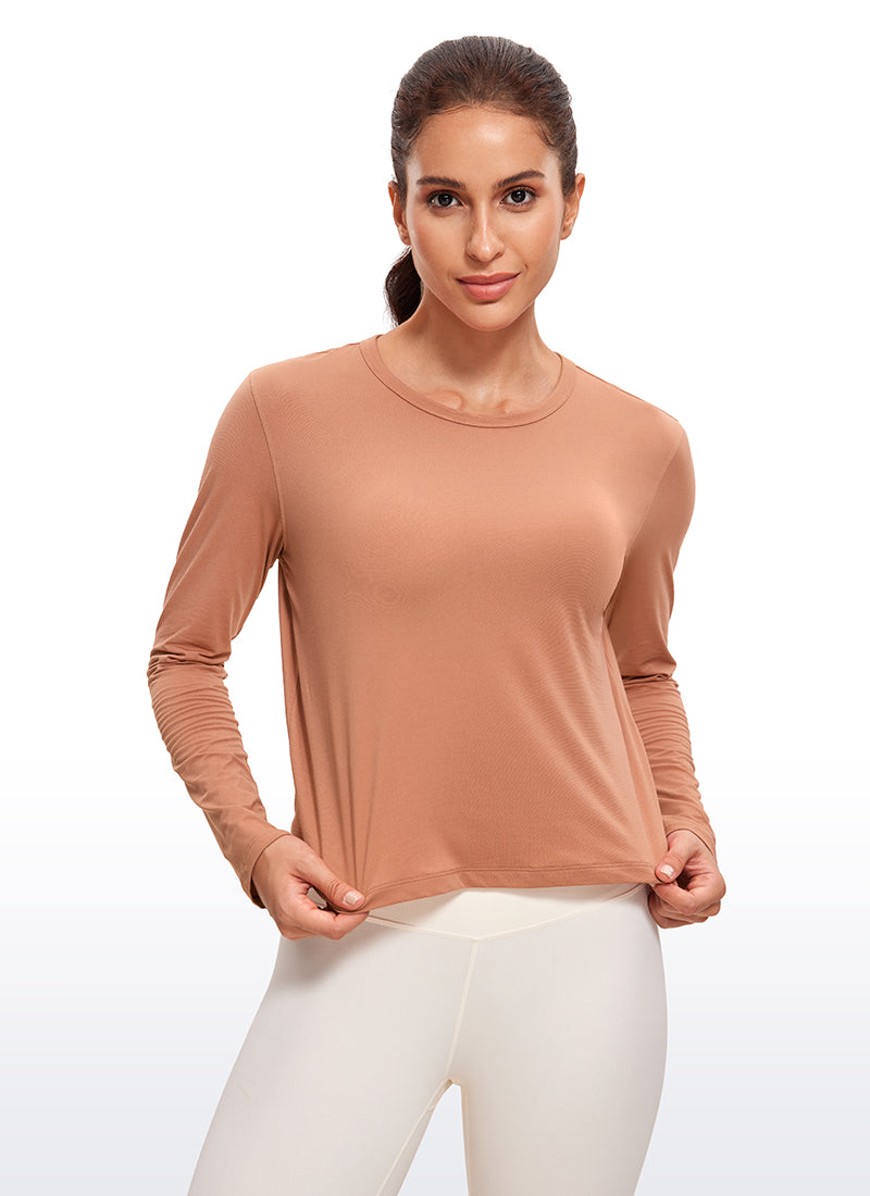 Pima Cotton Cropped Long Sleeve Classic Fit