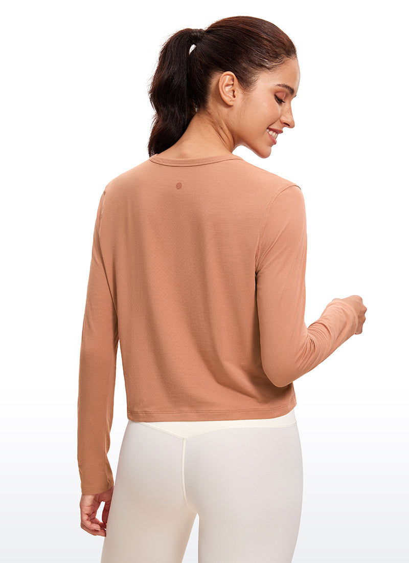 Pima Cotton Cropped Long Sleeve Classic Fit