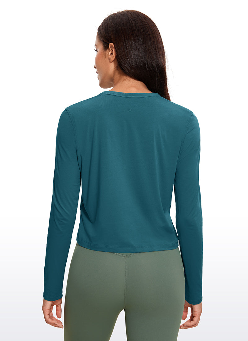 Pima Cotton Cropped Classic Fit Long Sleeve