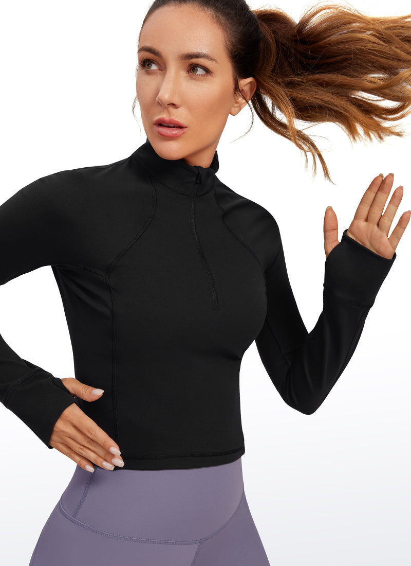 Butterluxe Half-Zip Long Sleeve Cropped