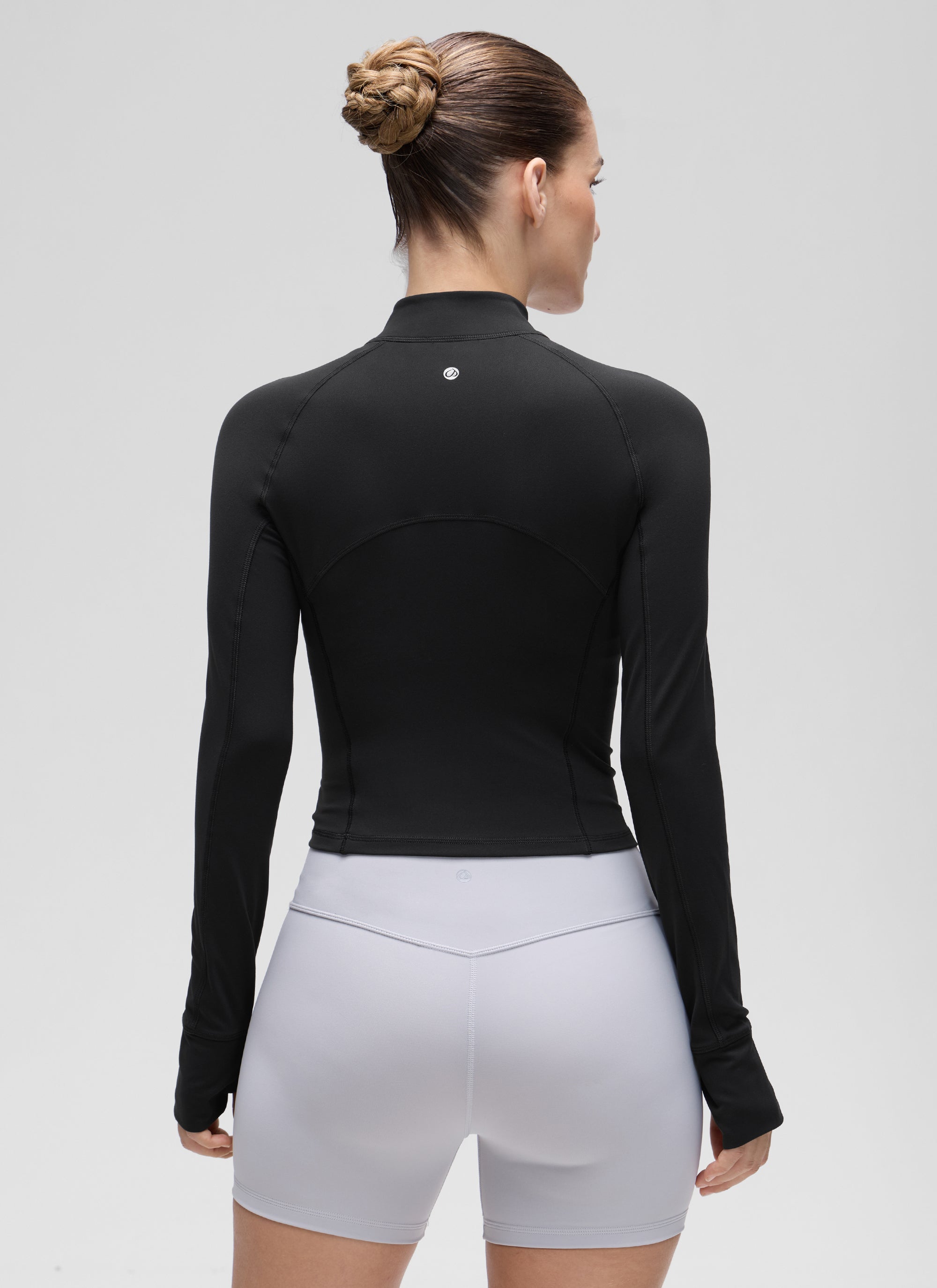 CRZ YOGA Women's Yoga Slim Fit Tops Butterluxe Half-Zip Long Sleeve Black