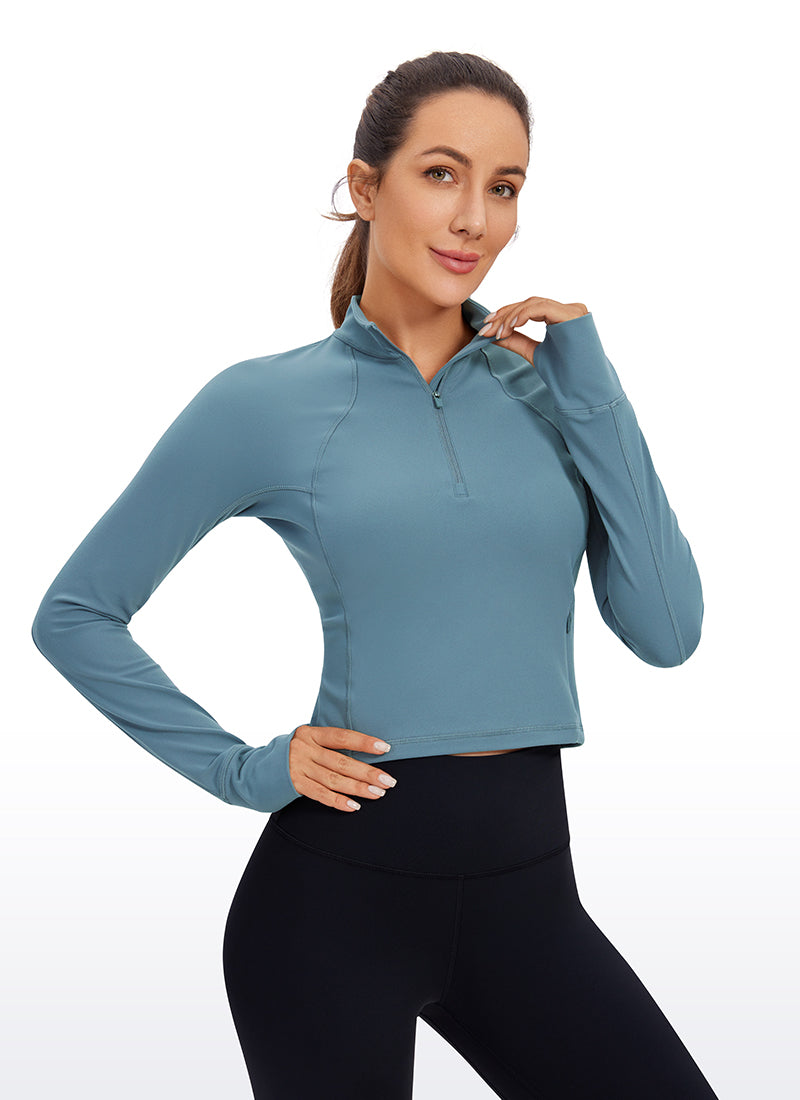 Butterluxe Half-Zip Long Sleeve Cropped