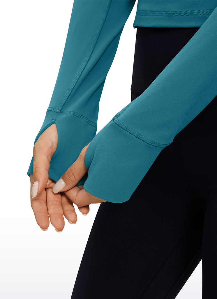 CRZ YOGA Women's Yoga Slim Fit Tops Butterluxe Half-Zip Long Sleeve Hibiscus Purple