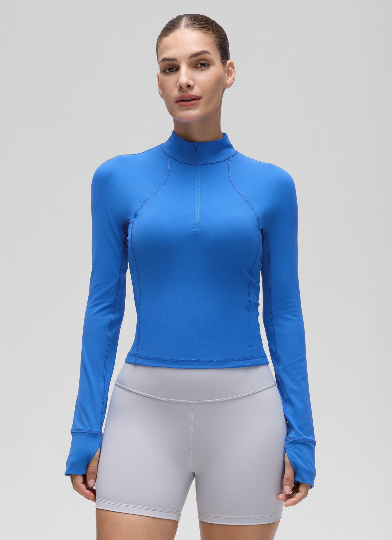 CRZ YOGA Women's Yoga Slim Fit Tops Butterluxe Half-Zip Long