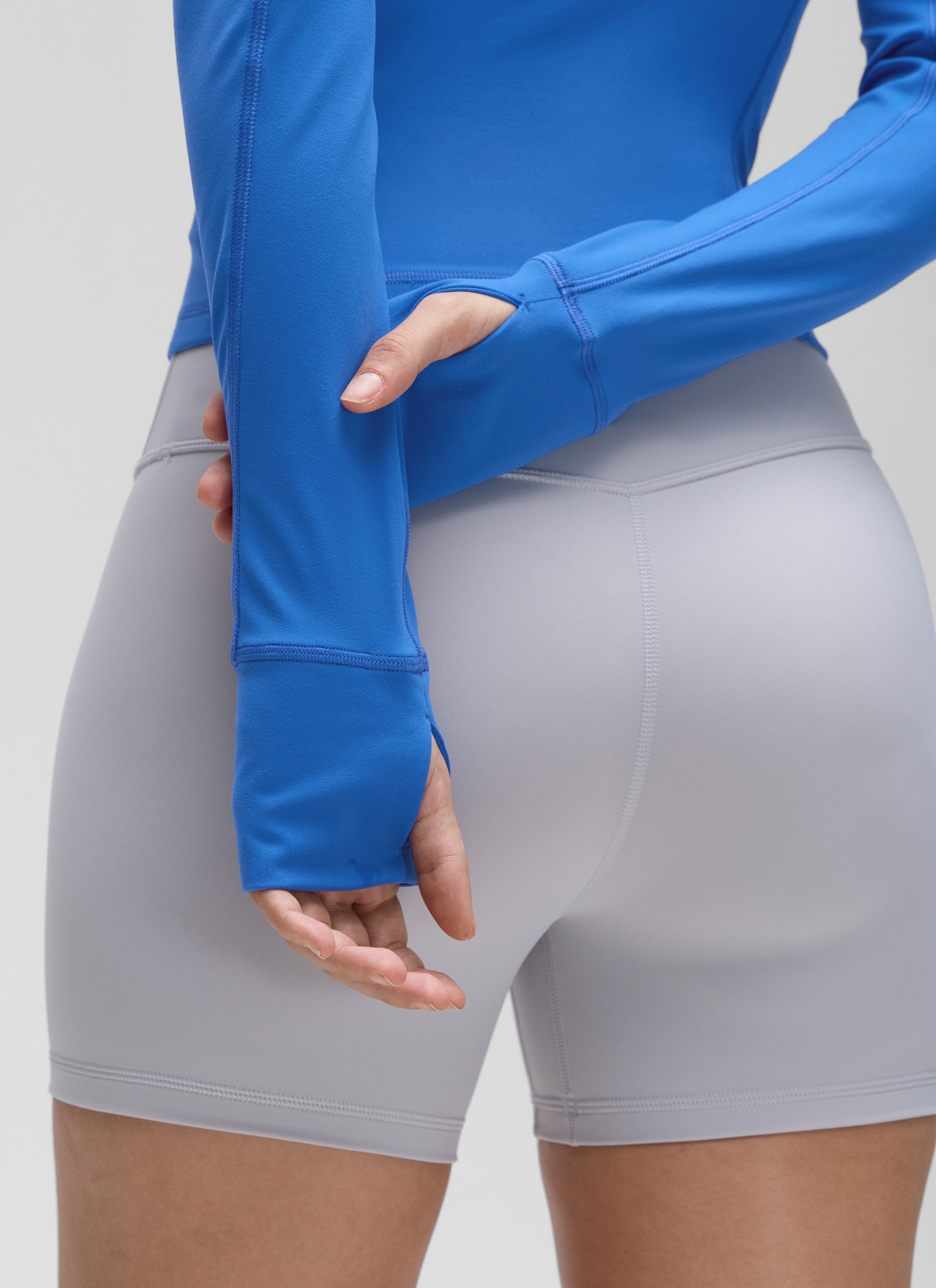 CRZ YOGA Women's Yoga Slim Fit Tops Butterluxe Half-Zip Long Sleeve Sparkle Blue