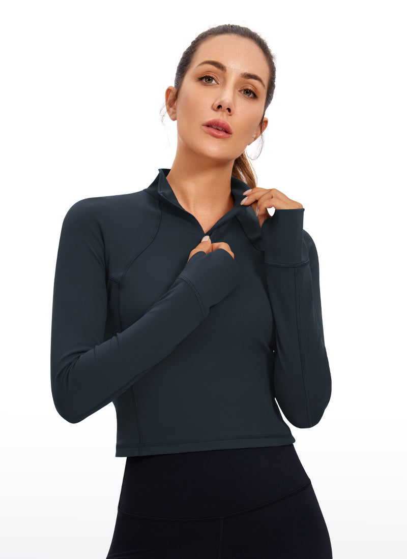 Butterluxe Half-Zip Long Sleeve Cropped