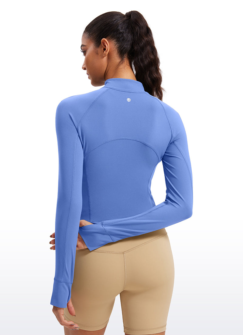 CRZ YOGA Women's Yoga Slim Fit Tops Butterluxe Half-Zip Long Sleeve Wild Indigo