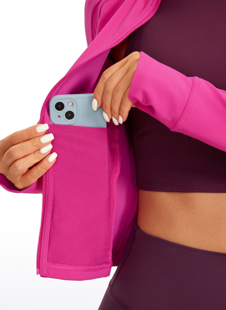 CADMUS Butterluxe Women's Workout Jacket - Slim Fit Crop Zip With Thumb Holes