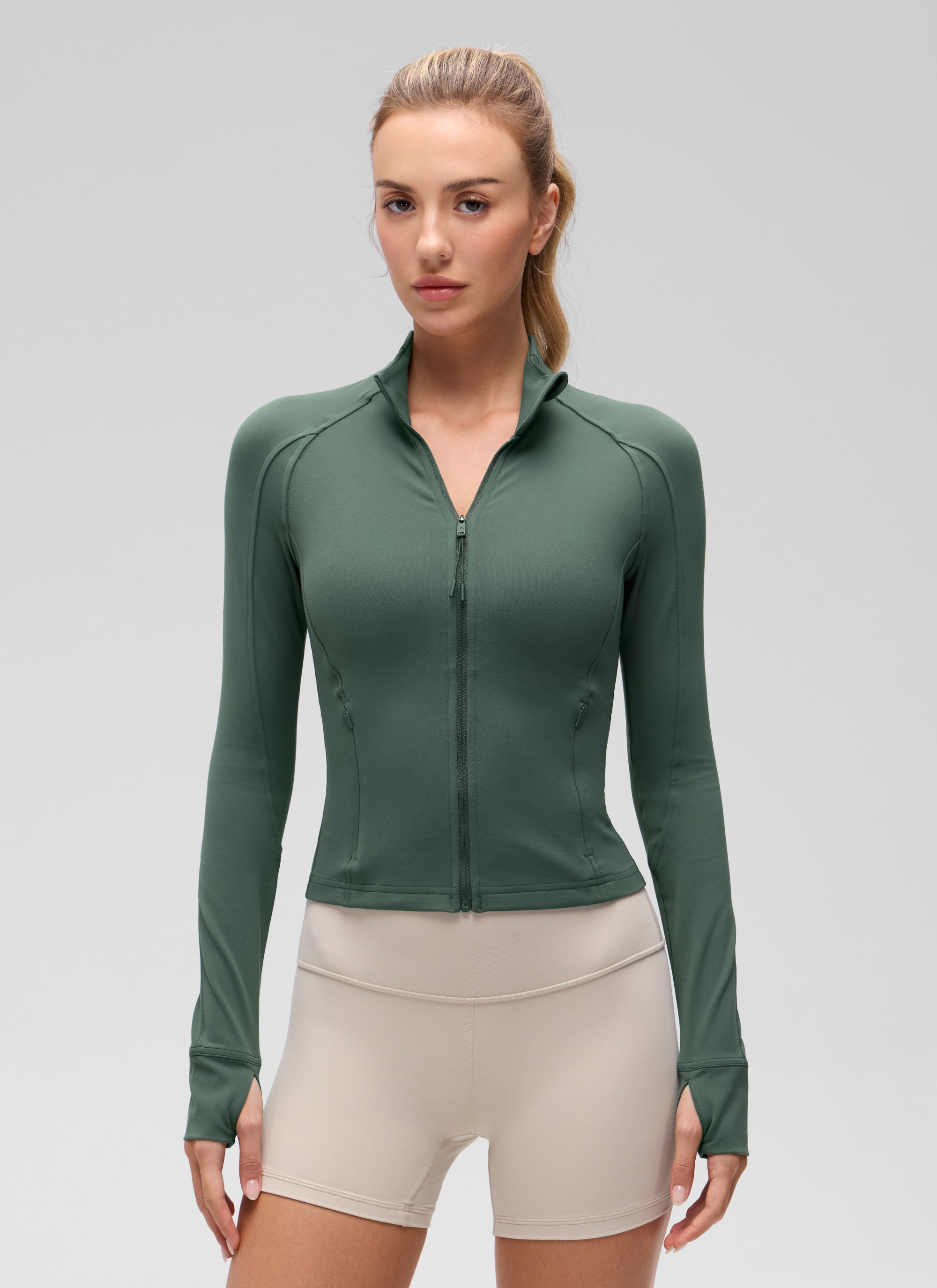 CRZ YOGA Women's Butterluxe Cropped Pocket Outerwear Full Zip