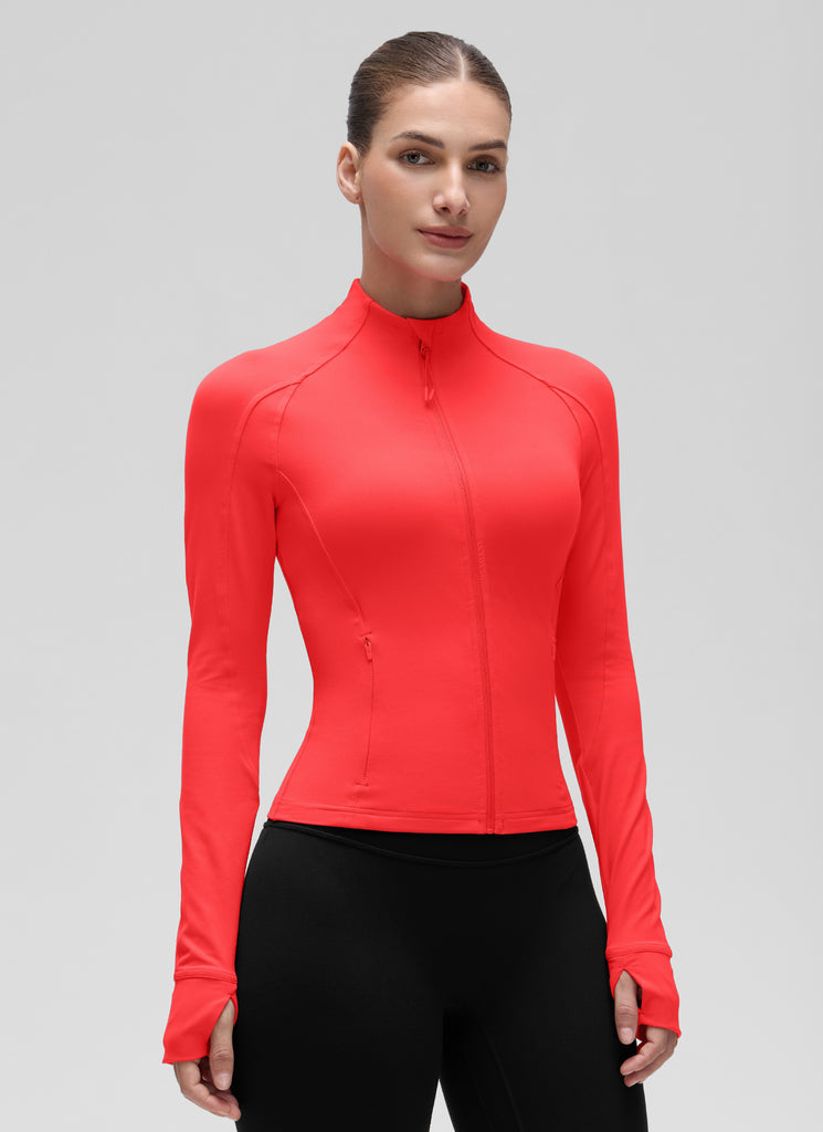 CRZ YOGA Women's Butterluxe Cropped Pocket Outerwear Full Zip Jackets Dark Forest Green