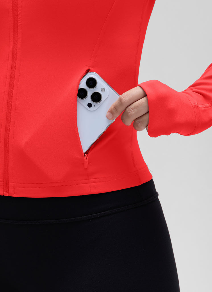 CRZ YOGA Women's Butterluxe Cropped Pocket Outerwear Full Zip Jackets Dark Forest Green